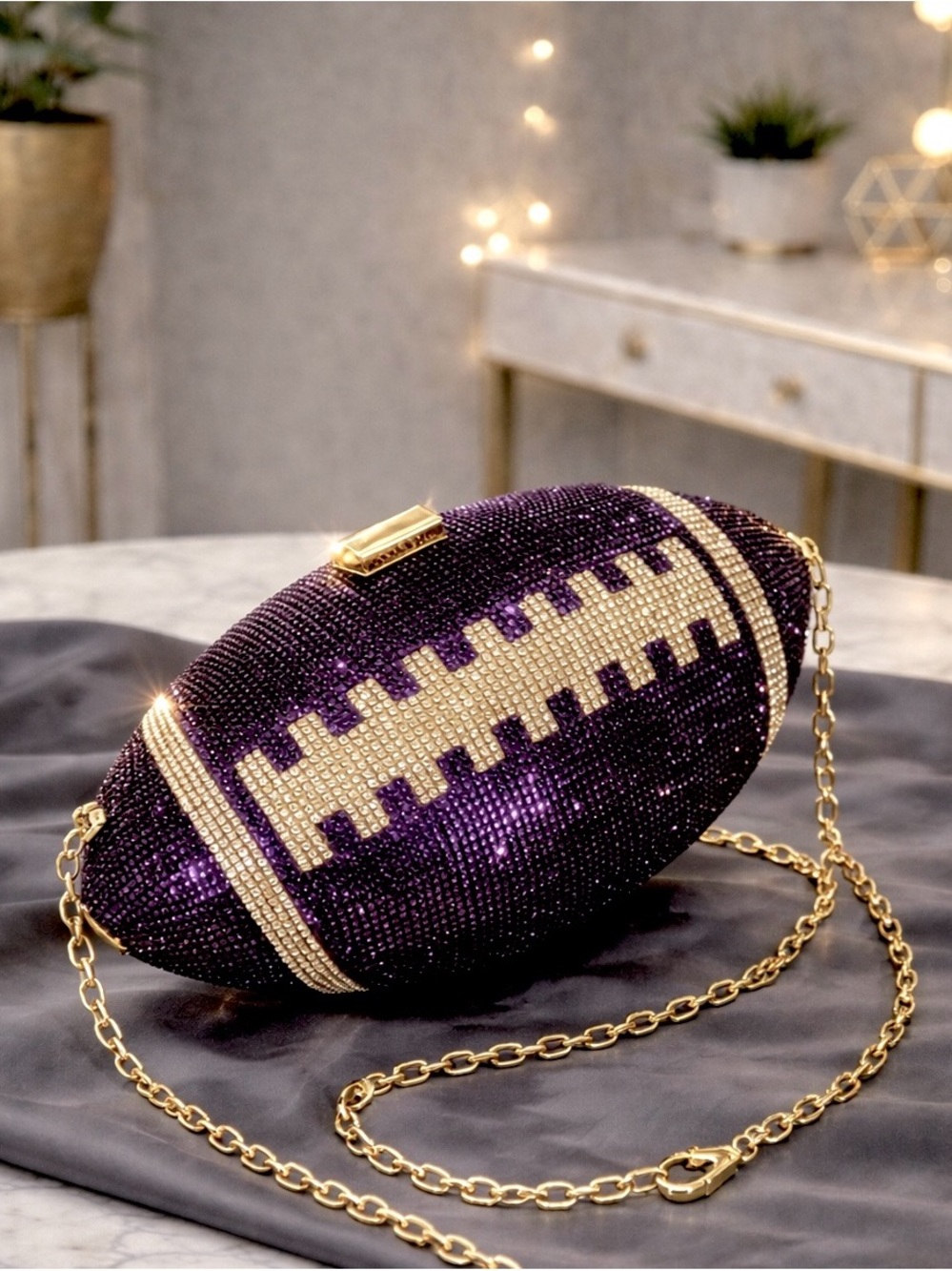 Elegant Purple and Gold Clutch Bag